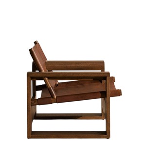 Fauteuil d'appoint en bois massif fait main, cuir marron, chaise longue, fauteuil rétro moderne, canapé de salon, fauteuil de détente 1 place - Gabe - Product Image 2