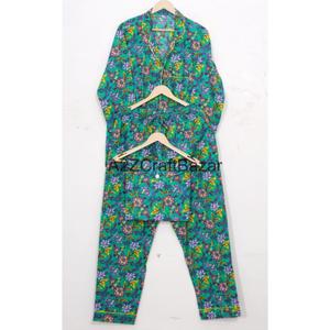 Conjunto de Pijamas de Lujo para Mujer, 100% Algodón, Diseño Floral Romántico, Cuello en V, Manga Larga, Suave y Cómodo, para Usar en Casa en Todas las Temporadas - Product Image 5