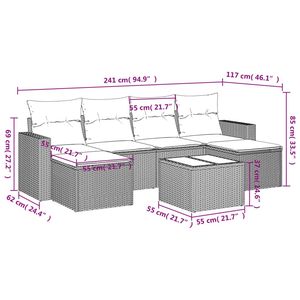 Juego de sofás de patio de ratán sintético negro de 7 piezas con cojines, elegantes muebles de exterior - Product Image 3