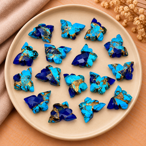Cuentas de Piedras Preciosas Facetadas en Forma de Mariposa, Color Azul Cielo, Azul Oscuro, Cobre y Turquesa, de 14x10 mm, para la Fabricación de Joyas, Suministros al por Mayor - Product Image 1