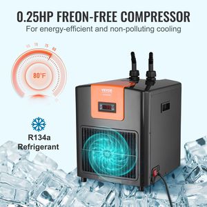 Refroidisseur d'eau hydroponique 1/4 HP pour aquariums de 92 gallons (348 L) avec compresseur de réfrigération silencieux pour eau de mer et eau douce, accessoires - Product Image 3