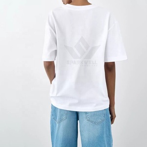 เสื้อยืดผู้หญิงสีขาวลายกราฟิกนามธรรม แขนสั้น คอกลม ผ้าฝ้าย 100% ทรงหลวม สวมใส่สบาย พิมพ์ลายฤดูร้อน - Product Image 5