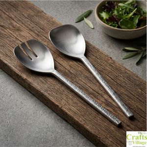 Unique Design Stainless Steel <b>Salad</b> Server Set 2 Handmade Eco-Friendly Dishwasher Safe for Home Restaurant Hotel Use <b>Salad</b> <b>Tools</b> - Product Image 6