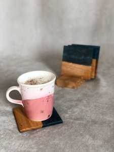 Rustic Acacia Wood Resin <b>Coaster</b> Set Eco-Friendly Handmade <b>Drink</b> <b>Coasters</b> for Housewarming & Wedding Gifts - Product Image 5
