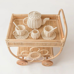 Cesta de mimbre natural para muñecas, cuna de mimbre tejida a mano para niños, con asas, resistente y ecológica, cochecitos para muñecas de HNH - Product Image 3