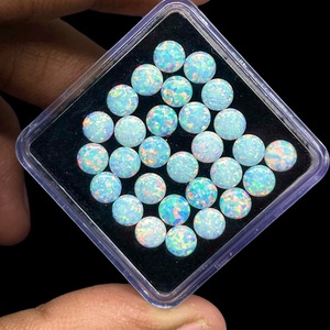 Opales australiennes naturelles rondes de 5 mm, cabochons, pierres précieuses créées en laboratoire, lot, prix de gros, en vrac, pour bijoux, opales en vrac - Product Image 2