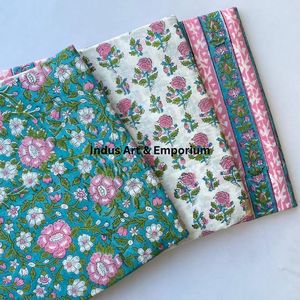 Tela de Algodón Cambray Estampada a Bloques 60x60, Tela de Algodón con Estampado Tradicional Jaipuri - Product Image 5