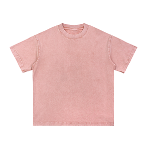 เสื้อยืดโอเวอร์ไซส์ผ้าฝ้ายฟอกทรงหลวมสไตล์สตรีทแวร์ แขนสั้นทรงหลวมไหล่ตก  ปักโลโก้ได้ตามต้องการ - Product Image 5