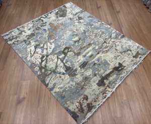 Tapis de luxe en laine et viscose noué à la main, tapis artisanal haut de gamme pour salon, chambre à coucher, hall d'hôtel - Product Image 3