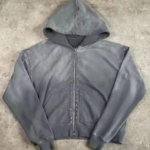 Conjunto de dos piezas para hombre: Sudadera con capucha extragrande de lavado ácido y pantalones de chándal de pierna ancha, estilo vintage, moda urbana, casual - Product Image 1