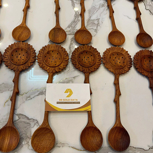 ช้อนตักแบบมีร่อง หัวสแตนเลส ด้ามไม้ อุปกรณ์ครัวสำหรับทำอาหาร ตัก ตวง แบ่งเสิร์ฟ ผลิตภัณฑ์เวียดนาม จำหน่ายส่ง - Product Image 1