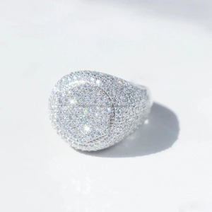 Anillo de Moissanita Iced Cluster de Plata de Ley 925, Estilo Hip Hop, Engaste Pavé, Bañado en Rodio, Regalo de Compromiso/Boda, Anillo de Meñique - Product Image 2