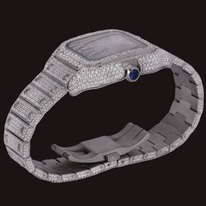 Reloj de Pulsera de Cuarzo con Caja Cuadrada Personalizada, Cristal de Moda, Diamantes Moissanite, Números Arábigos Multicolor, Características Clásicas - Product Image 5