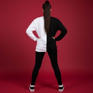 Sudadera de Cuello Redondo Bicolor para Mujer, Otoño-Invierno, 100% Algodón, Informal, con Capucha en Contraste - Product Image 2