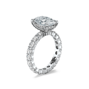 Bague de fiançailles, de mariage et d'anniversaire de luxe Alessandra en or massif 14 carats avec diamant taille ovale personnalisé - Product Image 4