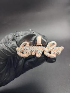 Luxury 925 Silver Name Necklace <b>Iced</b> <b>Out</b> Pendant Hip Hop Bling Moissanite Diamond <b>Chain</b> For Men Women Gift - Product Image 1