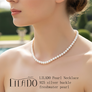 WENCHI สร้อยคอมุกน้ำจืดธรรมชาติ 45 ซม./18 นิ้วความยาว 6-7 มม. ขนาดสีขาวของขวัญที่สมบูรณ์แบบสำหรับแม่ - Product Image 2