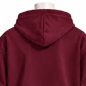 <b>Burgundy</b> <b>Mens</b> Full Zip <b>Hoodie</b> Chenille Letter Patch Heavyweight Fleece Oversized Casual Winter Streetwear Sweatshirt with Pocket - Product Image 4