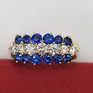 Delicate <b>Blue</b> White Round Diamond <b>Ring</b> Solid Gold Wedding Jewelry Party Wear Gift Elegant <b>Ring</b> for Women - Product Image 3