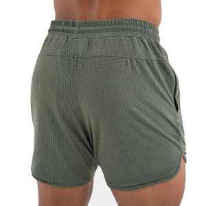 Shorts en maille pour hommes avec logo personnalisé, taille élastique, 5 pouces, double couche, vêtements de sport pour hommes - Product Image 3