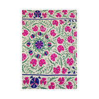 Tela de algodón floral bordada hecha a mano india, tela de punto de trabajo Suzani tejida para vestidos, confección