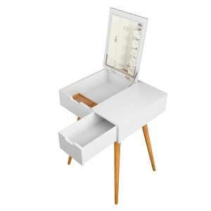 Tocador de maquillaje pequeño de 2 cajones con espejo abatible para dormitorio, organizador de vestidor - Product Image 1