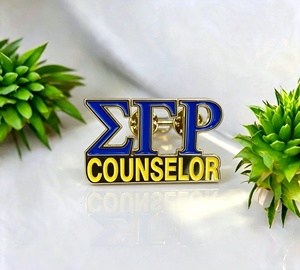 Spilla da Bavero Personalizzabile SGRHO Sigma Gamma Rho per Avvocato, Consigliere Principale, Manager, Educatore, Numero Capitolo, Oro Blu Reale - Product Image 4