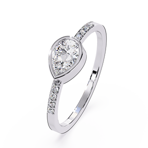 Anillo de Compromiso con Diamante Corte Pera para Mujer, Oro Blanco, Diamante Natural, Estilo Clásico, Certificado GIA - Product Image 2