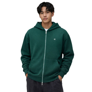 เสื้อฮู้ดซิปสีเขียวสำหรับผู้ชาย ผ้าฝ้ายฟลีซขนาดใหญ่พิเศษ เสื้อฮู้ดผู้ชายแบบเรียบ รับทำโลโก้สั่งทำ แบรนด์ส่วนตัว ผลิตจำนวนมาก - Product Image 1