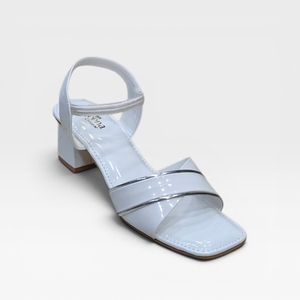 White Patent Leather Block Heel <b>Sandals</b> Square Toe Slip On Elegant Heeled Shoes for Women Summer Wear Footwear for Women - Product Image 5