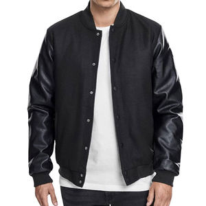 Elegante Chaqueta Varsity de Invierno para Hombre, de Cuero Genuino, Impermeable, con Parche Bordado de Chenille, Chaqueta de PU con Cierre - Product Image 1