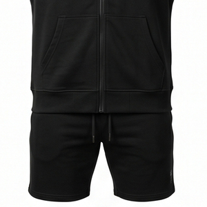 Conjunto de Sudadera con Capucha y Pantalones Cortos de Verano para Hombre, Marca Personalizada, Hombros Caídos, Estilo Oversize, 100% Poliéster French Terry, Casual - Product Image 3