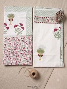 Indian Handblock Printed Percale Bedding Set <b>Floral</b> <b>Floral</b> Stripe Duvet Cover <b>Sheet</b> Set for Home Wedding Banquet - Product Image 3