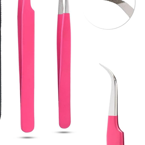 แหนบขนตาปลอมด้ามเงินสีดำกล่องสีชมพูแยกขนตาปลอมฉลากส่วนตัว - Product Image 3