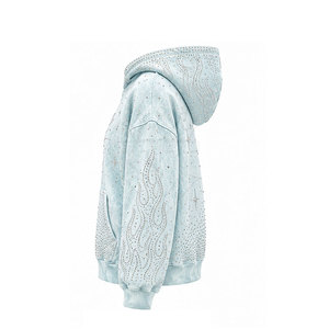 Sudadera con Capucha para Mujer, de Alta Calidad, con Lavado Ácido y Pedrería, Estilo Casual, Transpirable, para Uso Diario - Product Image 4