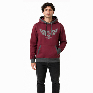 Sweat-shirt à capuche pour homme avec logo personnalisé, couleur contrastée, en molleton de coton, style streetwear décontracté - Product Image 2