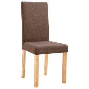 Ensemble de 4 chaises de salle à manger en tissu marron avec structure en bois de caoutchouc massif, pour la maison ou la restauration - Product Image 3