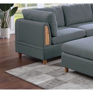 Divano a cuneo Dorris in tessuto con cuscino singolo e gambe in legno color acciaio per arredamento soggiorno - Product Image 4