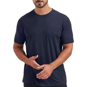 T-shirt en coton beige à manches courtes et col rond pour homme, coupe classique, tricot jersey décontracté, couleur unie, teinture unie - Product Image 4