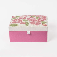 Boîtes à broderies en tissu pliables 100% coton avec couvercle, couleur personnalisée, cadeaux de retour Mehndi Nikah indiens, organisateur de bijoux pour femme