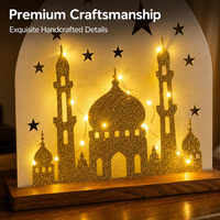 Arche lumineuse LED dorée à piles avec découpes étoiles creuses pour décoration murale ou de table de Ramadan