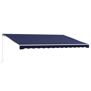 Tenda Parasole Elettrica Retrattile Blu 16FT X 10FT con Telecomando e Manovella per Terrazza e Balcone - Product Image 1