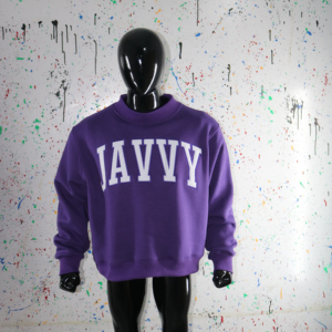 Sudadera JAVVY PURPLE con Cuello Alto, 100% BLANCA, Apliques Bordados, Cuello Ancho, CLUSH INDUSTRIES - Product Image 2