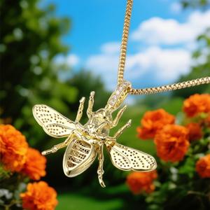 Diseño de Joyería Honeybee, Diferentes Materiales Seleccionados, Plata 925, Dianobd, Colgante de Abeja Estilo Hip Hop con Incrustaciones de Diamantes - Product Image 2