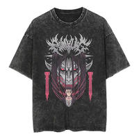 T-shirt unisexe Attack Titan Anime, style streetwear hip-hop surdimensionné, vintage, lavé, 100% coton, manches courtes, col rond, pour homme, été