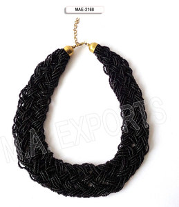 Collar de cuentas de semillas con diseño de corazón hecho a mano, color rojo escarlata, joyería india de diseñador para mujer, ideal para fiestas y bodas, venta al por mayor premium. - Product Image 4