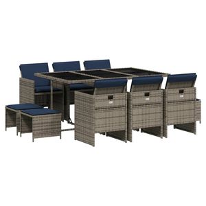 Set da Pranzo da Giardino in Rattan Grigio per 10 Persone, Resistente alle Intemperie, Arredamento da Esterno in Stile Contemporaneo - Product Image 2