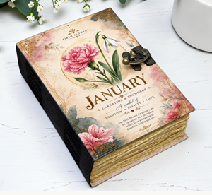 Personalized Birthday Gift Month Flower Leather <b>Journal</b> - Handmade <b>Notebook</b> Floral sketchbook - Birth Flower January to December - Product Image 1