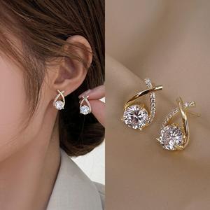 AMBER JEWELS Pendientes Unisex de Oro Sólido de 14K con Diamantes de Corte Brillante Redondo, Color G, Estilo Vintage, Uso Diario, Certificados por IGI - Product Image 3