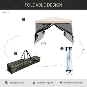 Tenda a baldacchino istantanea 10x10 in Oxford 210D con zanzariera, altezza regolabile, per matrimoni e feste, gazebo, tenda per auto - Product Image 4